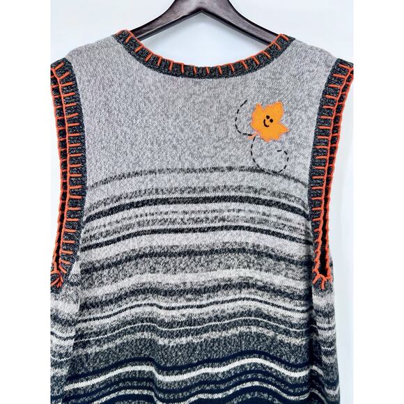 Vintage Liz & Me Knit Sweater Vest Halloween Fall Ghost Pumpkins Leaves 3X 26/28 - Picture 9 of 10
